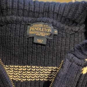 Pendleton Men's Zip-Up Sweater in Navy and Cream